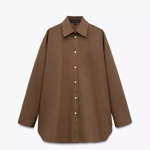 Zara oversized button front shirt brown